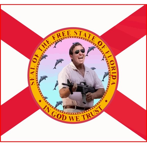 FLORIDA SEAL RON DESANTIS FREE STATE FUNNY DOLPHIN - Picture 1 of 5